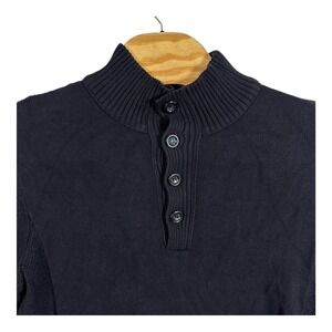 Carbon‎ 2 Cobalt Sweater Pullover Mens XL Black Henley Button Cotton Long Sleeve